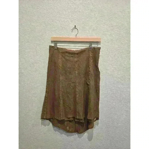 Armani EXCHANGE Leather skirt. Tan color midi skirt. Sz 8 - Picture 1 of 4
